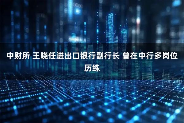 中财所 王晓任进出口银行副行长 曾在中行多岗位历练